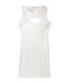 Off-white Coated Ribbed Mini Dresss In White