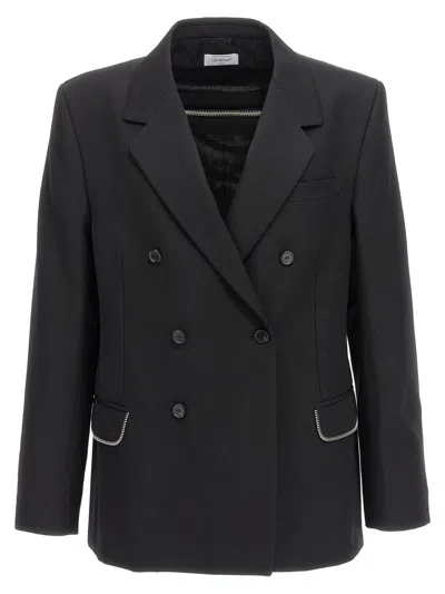 Off-white Virgin Wool Double-breasted Blazer In Black