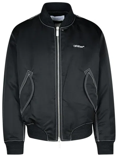 Off-white Zip-up Long-sleeved Bomber Jacket In Black