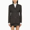 Off-white Grey Single-breasted Pinstripe Jacket In Wool Blend In Grey