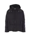 Off-white Hooded Diagonal Arrow Down Jacket In Black