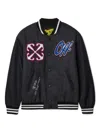 Off-white Ow Patch Varsity Jacket In Black