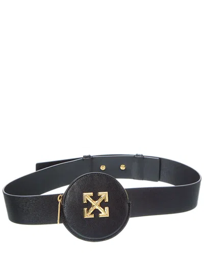 Off-white ™ Coin Purse Leather Strap Wallet In Black
