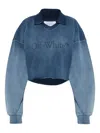 Off-white Collared Raw-hem Knitwear In Blue