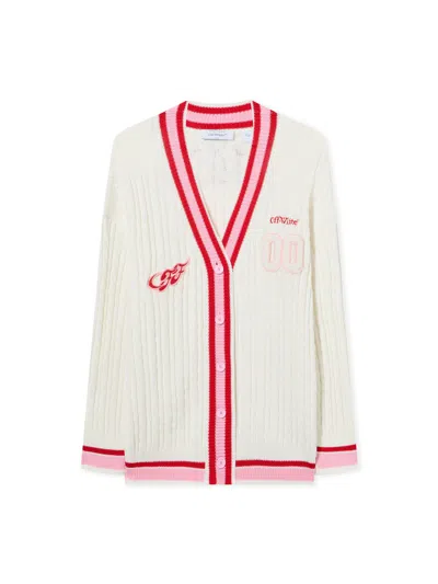 Off-white College Patch Cable Knit Card In White