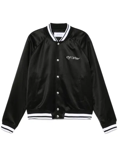 Off-white Off White Men `script Cotgab Souvenir` Varsity Jacket In Black