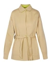 OFF-WHITE OFF-WHITE COLOR-BLOCK WOOL BLEND CAPE WOMAN COAT BEIGE SIZE 6 VIRGIN WOOL, CASHMERE