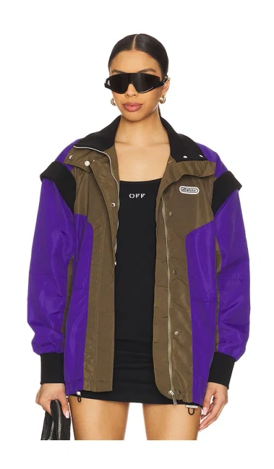 Off-white Colorblock Windbreaker In 细香葱