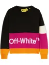 Off-white Colour-block Crew Neck Jumper In Schwarz