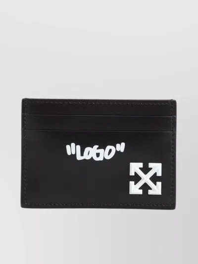 Off-white Compact Jitney Quote Credit Card Case In Black