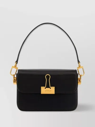 Off-white Compact Leather Shoulder Bag In Black
