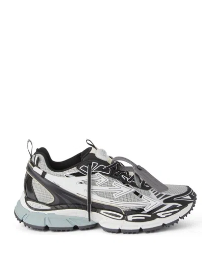 Off-white Ow Be Right Back Grey Low Top Sneakers With Zip-tie Detail In Mesh And Leather Man In Black