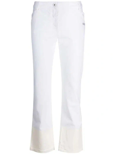 Off-white Contrast Hem Mid-rise Denim Jeans In White
