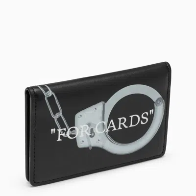 Off-white Contrast Leather Logo Card Holder In Black