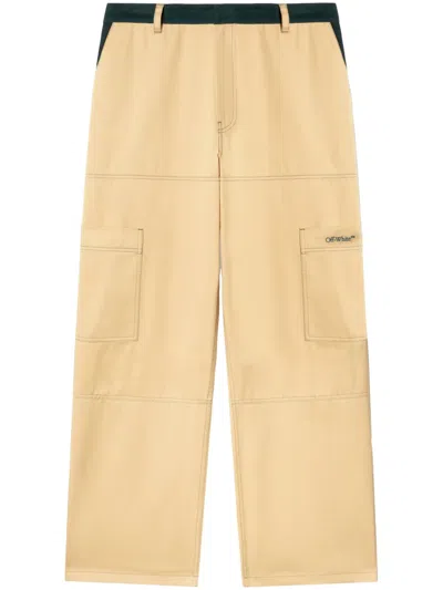 OFF-WHITE CONTRAST-STITCHING CARGO PANTS