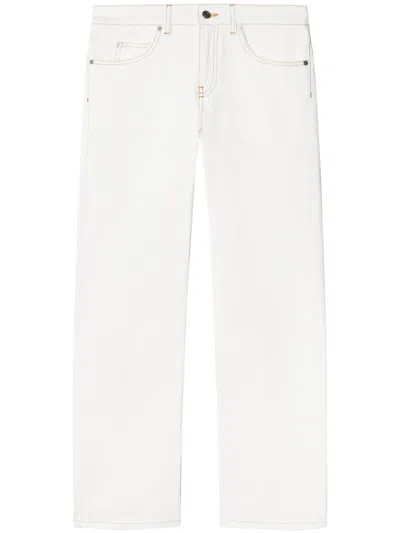 OFF-WHITE CONTRAST-STITCHING STRAIGHT-LEG JEANS