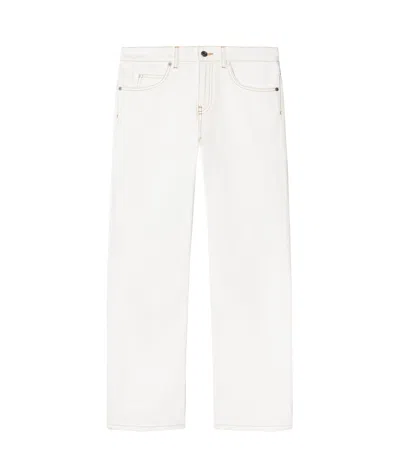 OFF-WHITE CONTRAST-STITCHING STRAIGHT-LEG JEANS