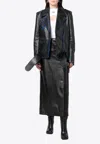 Off-white Contrast-trim Leather Jacket In Blue