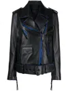 Off-white Contrast-trim Leather Jacket In Blue White