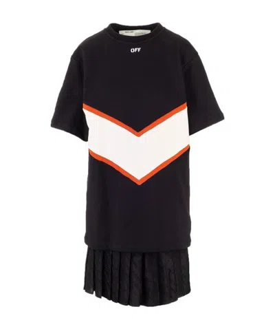 Off-white Contrasting Panels T-shirt Dress In Black