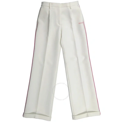 Off-white Contrasting Trim Tailored Trousers In White
