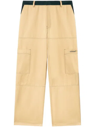 OFF-WHITE OFF-WHITE CONTRASTING WAISTBAND AND STITCH CARGO PANTS