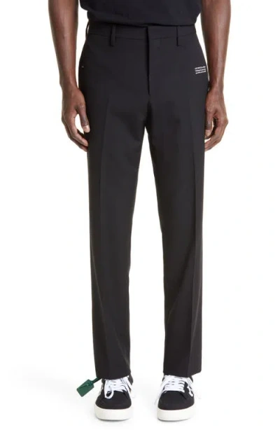 Off-white Corp Skinny Virgin Wool Pants In Black/white