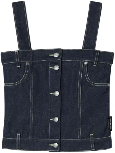 Off-white Corset-style Denim Top In Raw Blue