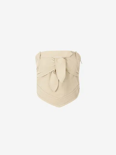 Off-white Cotton Bandana Top In Beige