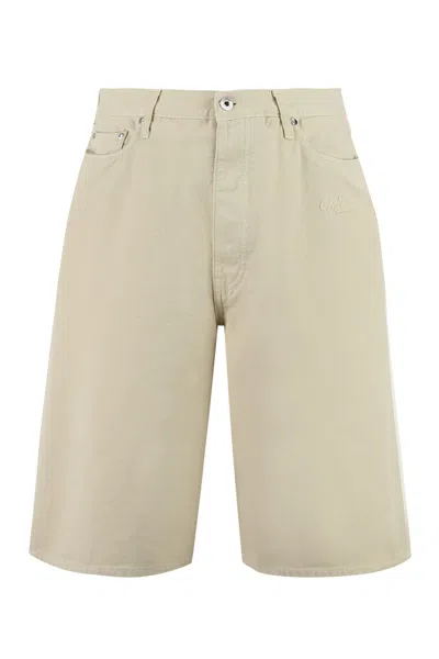 Off-white Cotton Bermuda Shorts In Beige