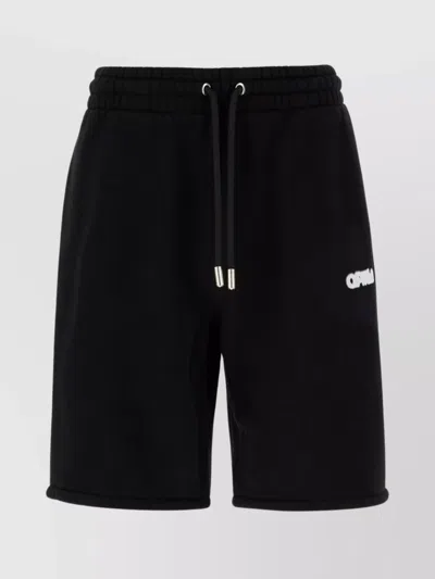 Off-white Cotton Bermuda Shorts Elastic Waistband In Black