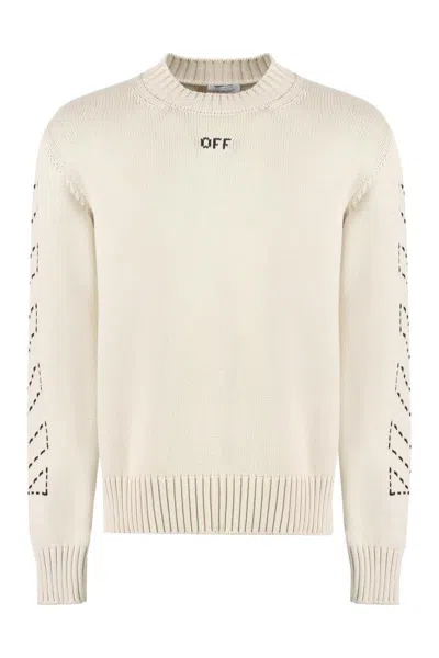 OFF-WHITE OFF-WHITE COTTON BLEND CREW-NECK SWEATER