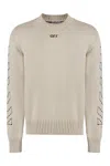 Off-white Off White™ Beige Crew Neck Sweater With Stitching