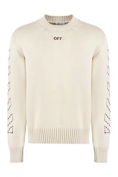 OFF-WHITE OFF-WHITE COTTON BLEND CREW-NECK SWEATER