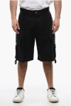 Off-white Cotton Cargo Shorts With Eyelets And Buckles