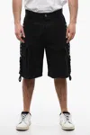 Off-white Cotton Cargo Shorts With Eyelets And Buckles In Black