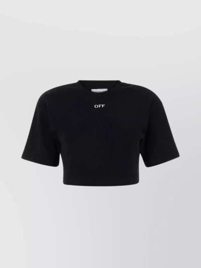 OFF-WHITE COTTON CREW-NECK CROPPED T-SHIRT