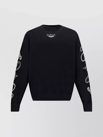 Off-white Cotton Crew Neck Sweatshirt In Black