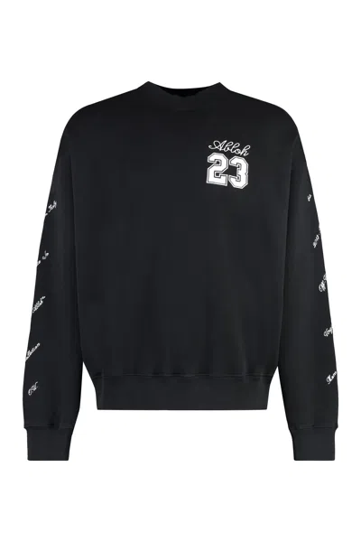 Off-white Cotton Crew-neck Sweatshirt In Black