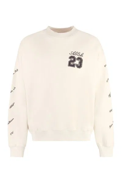 Off-white Cotton Crew-neck Sweatshirt In Green