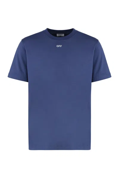 Off-white Cotton Crew-neck T-shirt In Blue