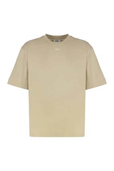 Off-white Cotton Crew-neck T-shirt In Brown