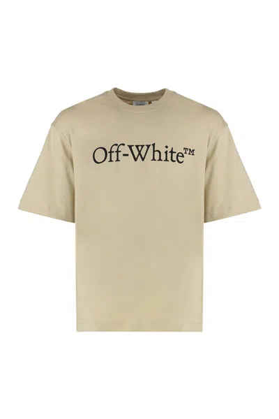 Off-white Cotton Crew-neck T-shirt In Brown