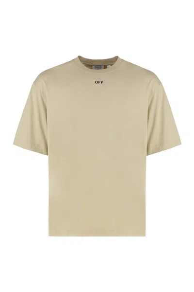 Off-white Cotton Crew-neck T-shirt In Brown