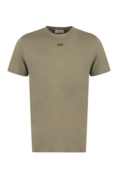 Off-white Cotton Crew-neck T-shirt In Green