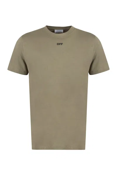 Off-white Cotton Crew-neck T-shirt In Green