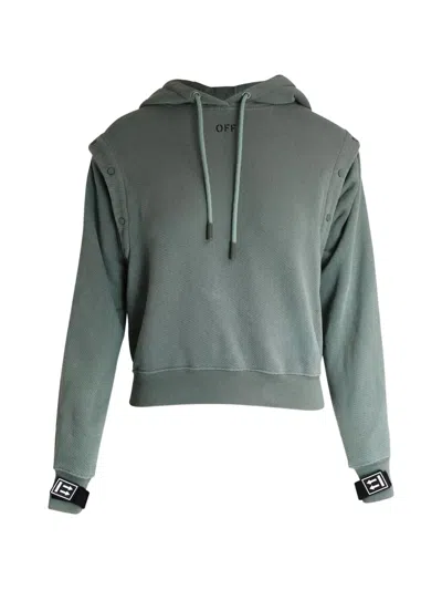 Pre-owned Off-white Cotton Detachable-sleeves Hoodie In Green