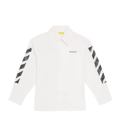 Off-white Kids' Cotton Diagonal Sketch Shirt In White