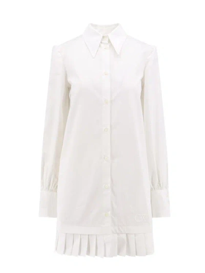 Off-white Cotton Dress With Embroidered Logo In White