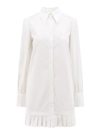 OFF-WHITE COTTON DRESS WITH LOGO